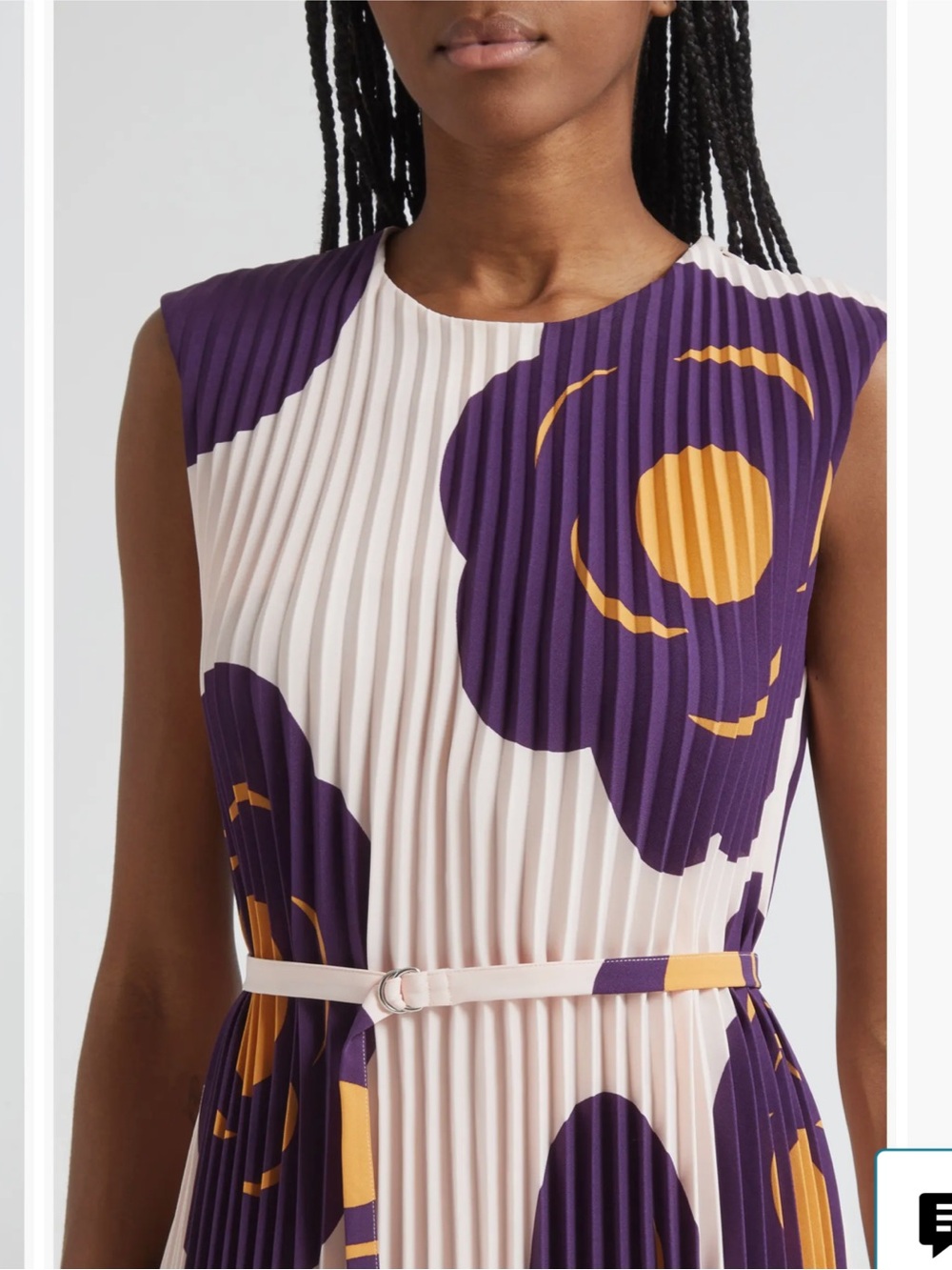 Marimekko Pleated Maxi Dress in Light Pink, Dark Purple and Mustard - Picture 2 of 4